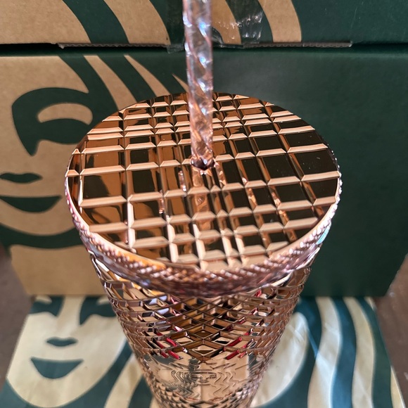Starbucks Tumbler Chrome Rose Gold Jeweled - Holiday 2023 - Venti 24oz - Picture 3 of 5